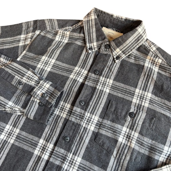 Vtg style Mens perfect lived in feel Gray Plaid Long Sleeve Button Up Shirt M/M - Picture 1 of 10